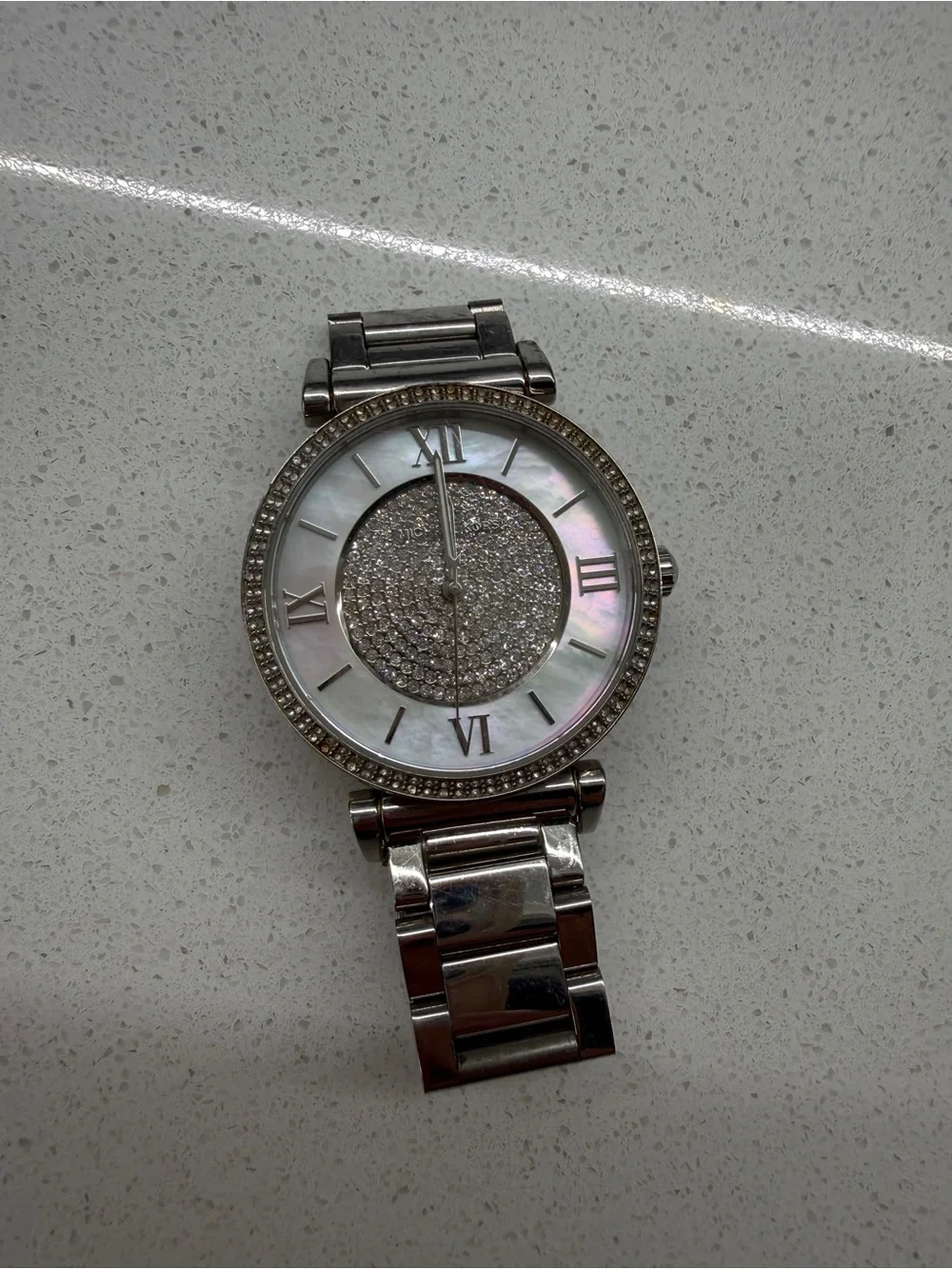 Michael Kors Catlin MK3355 Silver Crystal Pavé Mother of Pearl Watch